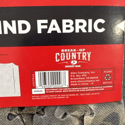 Allen Omnitex 3D Blind Fabric Mossy Oak BreakUp Country Camouflage 12' x 56" New
